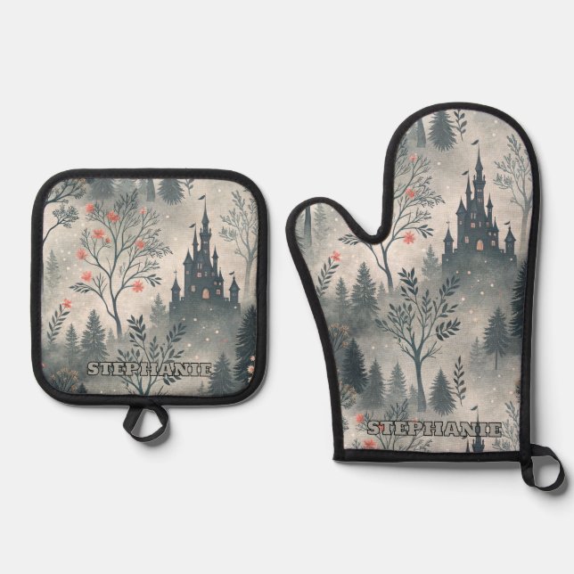 Set De Manoplas Bosque nigeriano encantado con Castillo Oscuro - É (Anverso)