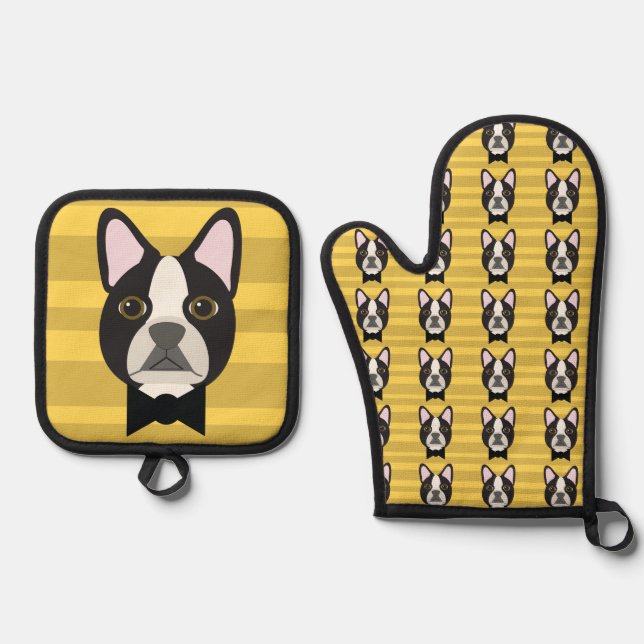 Set De Manoplas Boston Terrier (Anverso)