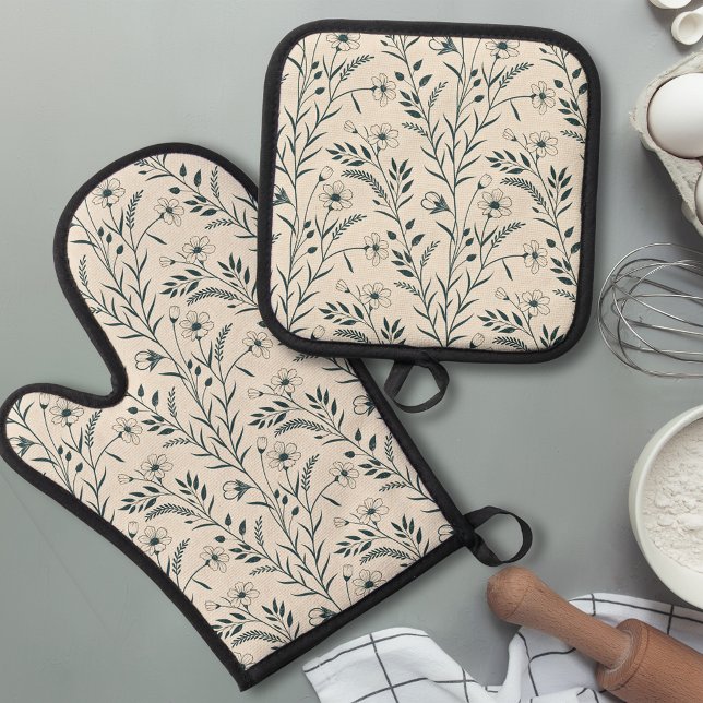 Set De Manoplas Botánico Boho Neutral (Subido por el creador)