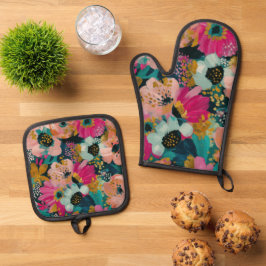 Set De Manoplas Botánico Floral