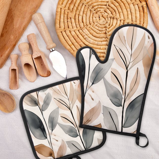 Set De Manoplas Botánicos de la Naturaleza Boho (These pretty kitchen essentials are available as a set or individually.)