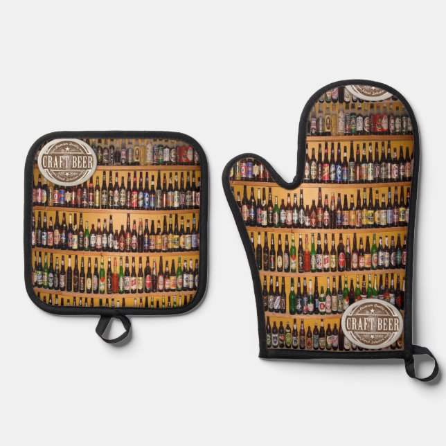 Set De Manoplas Botellas de cerveza Oven Mitt & Pot Holders (Anverso)