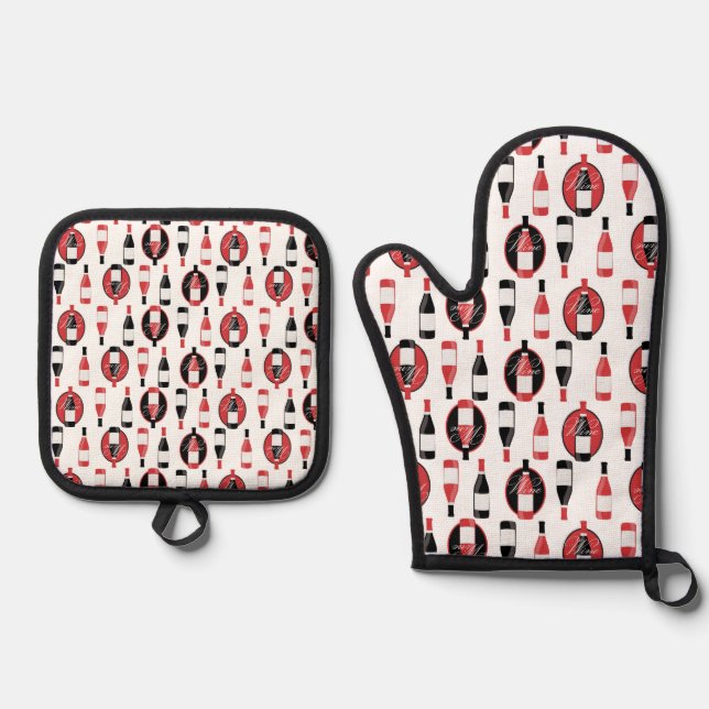 Set De Manoplas Botellas de vino rojo (Anverso)