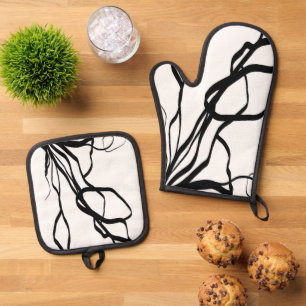 Set De Manoplas Bouquet Blanc: Resumen blanco y negro