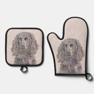 Set De Manoplas Boykin Spaniel Pintando Pequeño Arte Perro Marrón