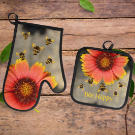 Set De Manoplas Bumblebete y Naranja Gaillardia Floral de girasol