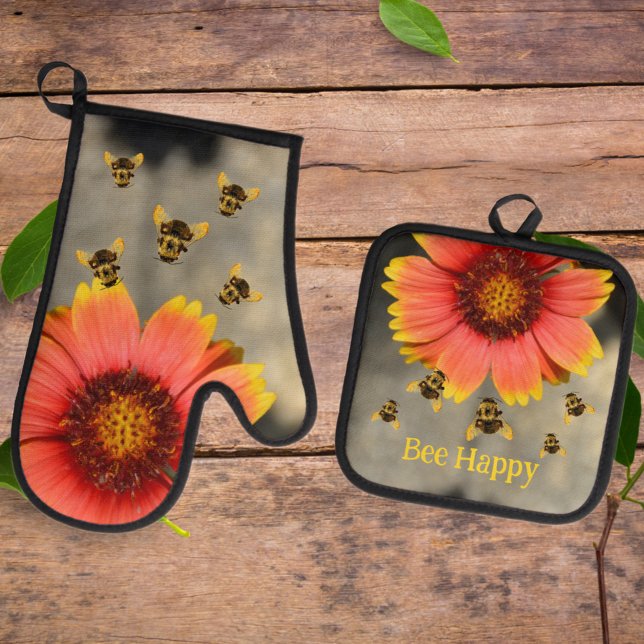 Set De Manoplas Bumblebete y Naranja Gaillardia Floral de girasol (Subido por el creador)