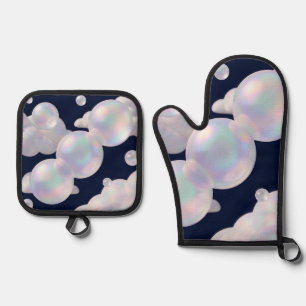 Set De Manoplas Burbujas de Jabón Irisadas Flotando Azul Oscuro So