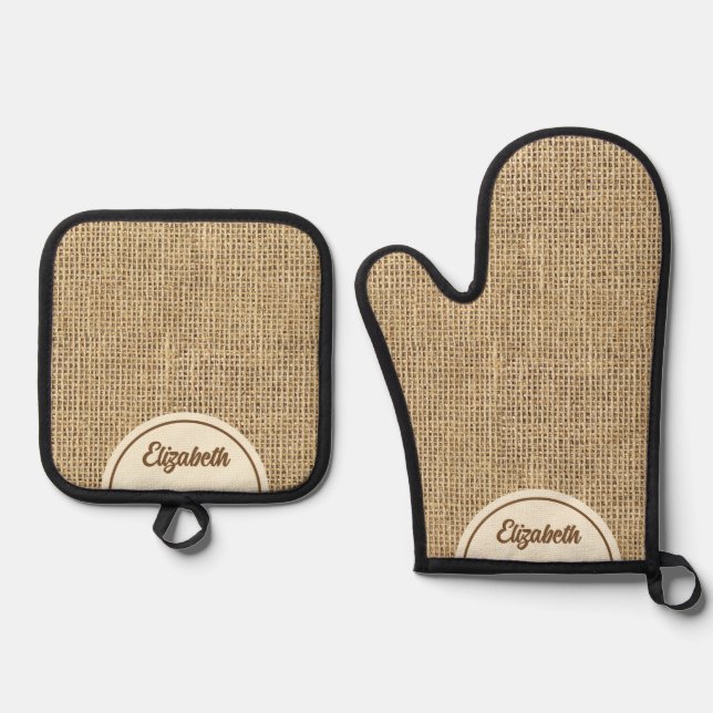 Set De Manoplas Burlap ruso personalizado (Anverso)