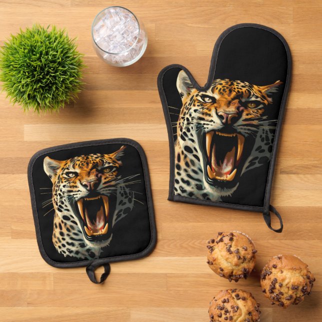 Set De Manoplas Cabeza de ataque ruidosa de leopardo (De arriba hacia abajo)