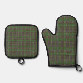 Set De Manoplas Cabin Forest Green Tartan