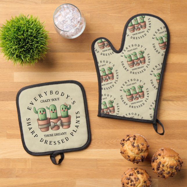 Set De Manoplas Cacti divertido Todos están locos 'Bout Sharp... (De arriba hacia abajo)