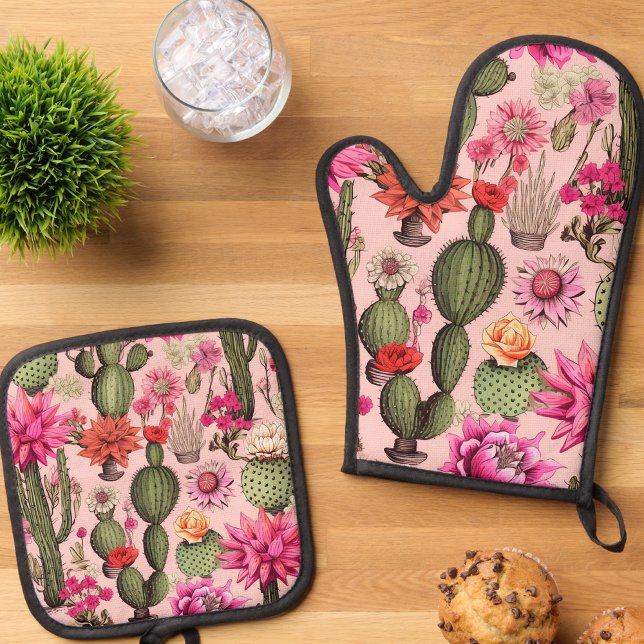 Set De Manoplas Cactus floral Oven Mitt y Pot Holders (Subido por el creador)