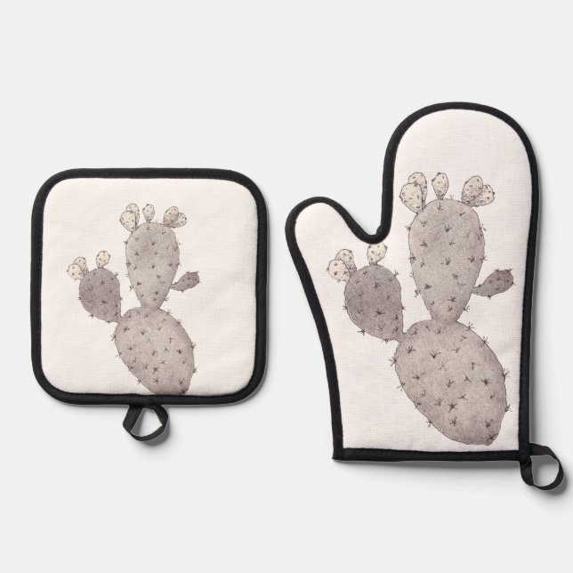 Set De Manoplas Cactus Oven Mitt y Pot Holders (Anverso)