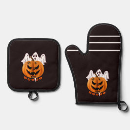 Set De Manoplas Calabaza espeluznante de Halloween con fantasma y 