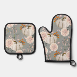 Set De Manoplas Calabazas y flores