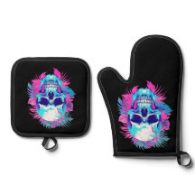 Calavera floral al estilo de la onda de vapor