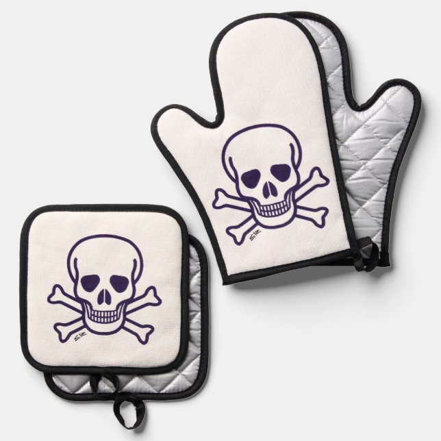 Set De Manoplas Calavera n Horno de plata de huesos Mechones juego (Anverso/Reverso)