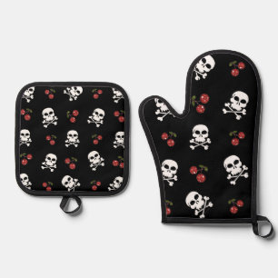Set De Manoplas Calaveras y cerezas rocosas de RAB en negro