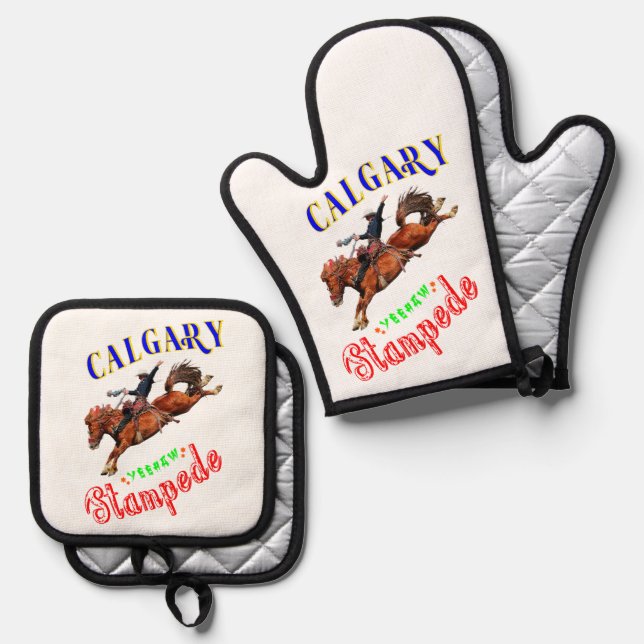 Set De Manoplas Calgary Yehaw Stampede (Anverso/Reverso)