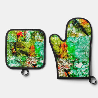 Set De Manoplas Calm blue pot holder and oven mitt,Calm dazzling