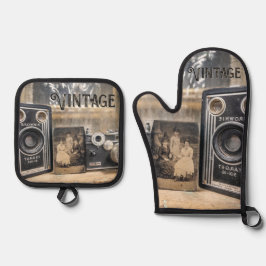 Set De Manoplas Cámaras antiguas con impresión vintage