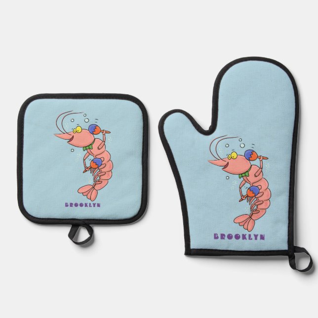 Set De Manoplas Camarón alegre, personalizado de la gamba (Anverso)