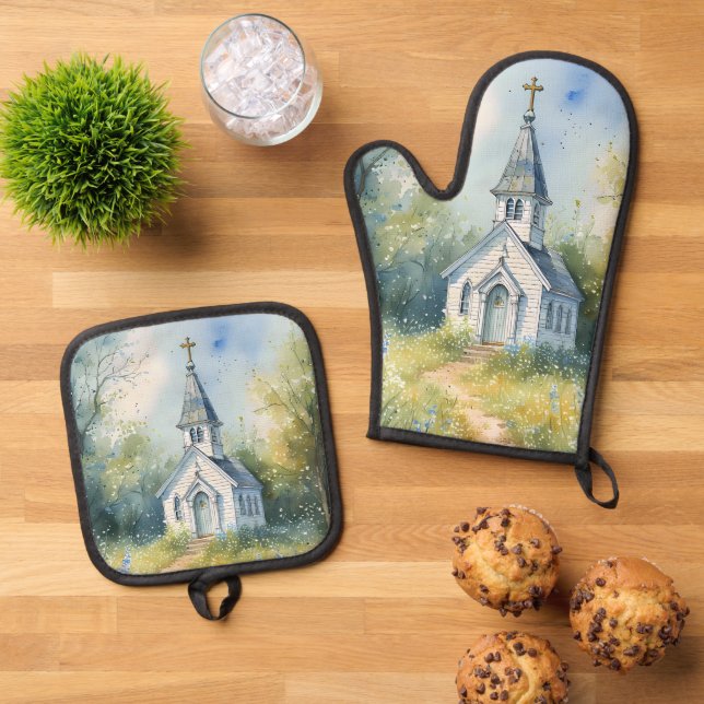 Set De Manoplas Camino Rústico de Iglesia en Prado de Flores Silve (De arriba hacia abajo)