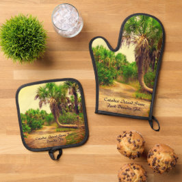 Set De Manoplas Camino tropical de Florida con palmeras