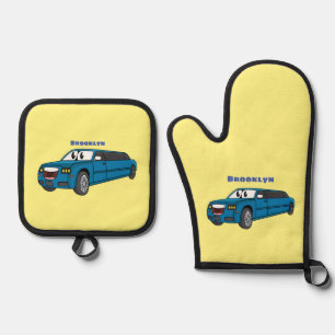 Set De Manoplas Camión de personalizado limusina azul muy feliz