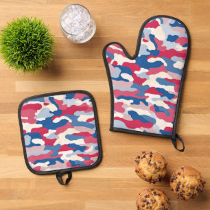 Set De Manoplas Camuflaje rojo blanco y azul