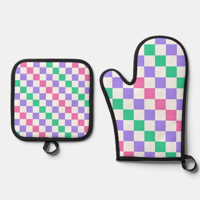 Set De Manoplas Candy shop diagonal checkerboard pattern (Anverso)