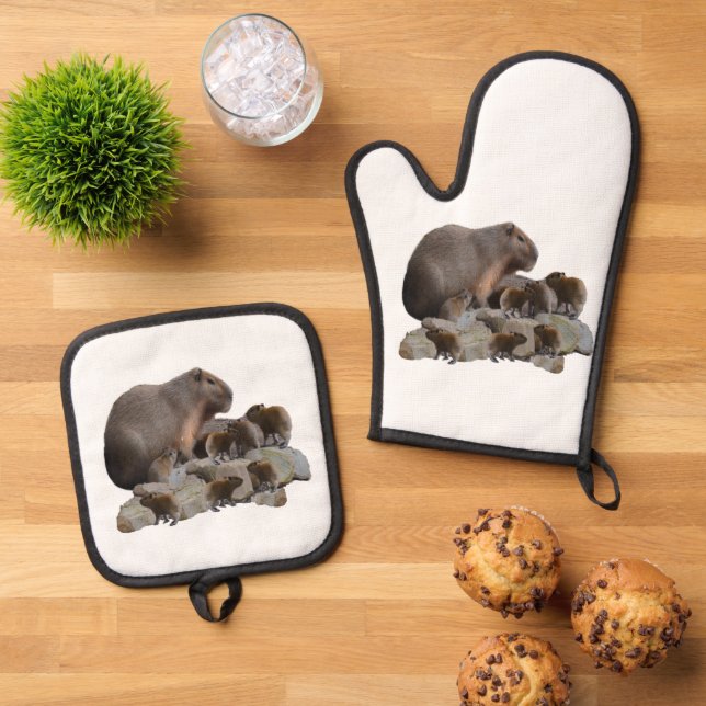 Set De Manoplas Capibaras Mamá y Bebés, (De arriba hacia abajo)