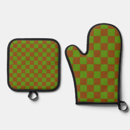 Set De Manoplas Caramel apple checkered board pattern