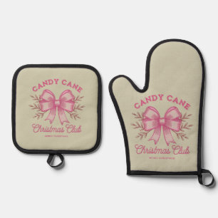 Set De Manoplas Caramelo Rosa de Navidad Club Temporada de Navidad