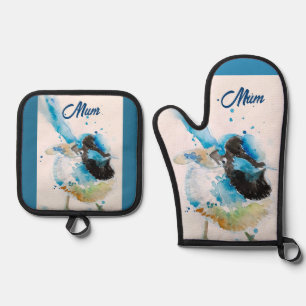 Set De Manoplas Carbonero azul Watercolour azul teal australiano
