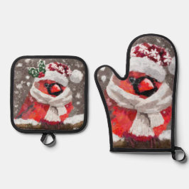 Set De Manoplas Cardenal Bird Scarf y Gorra en Navidades de nieve