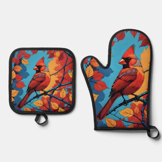 Set De Manoplas Cardenal en Otoño (Anverso)