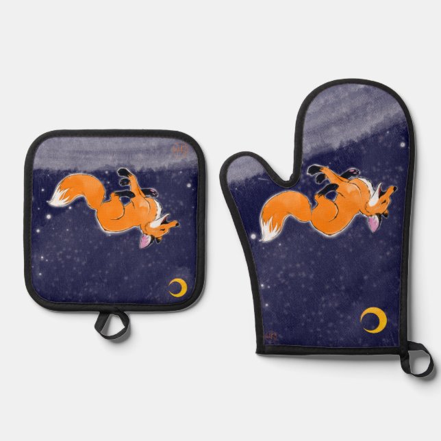 Set De Manoplas Cargando Fox Oven Mitt y Pot Holders (Anverso)