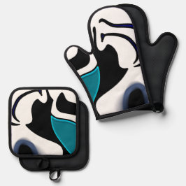 Set De Manoplas Cargo de profundidad: resumen negro, blanco y azul