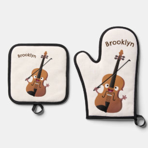 Set De Manoplas Caricatura musical divertida en violín