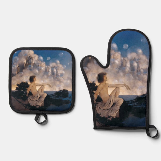 Set De Manoplas Castillos Aéreos de Maxfield Parrish 1904 Fantasía (Anverso)