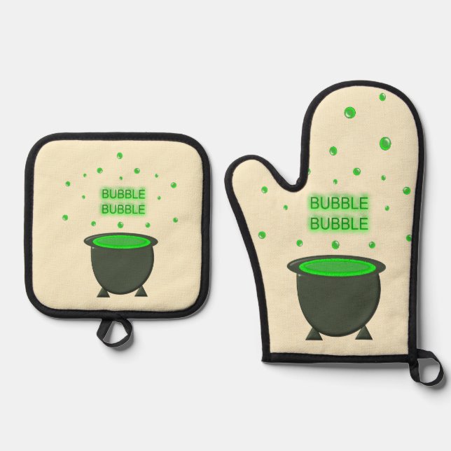 Set De Manoplas Cauldron y Bubbling Green Brew Halloween (Anverso)
