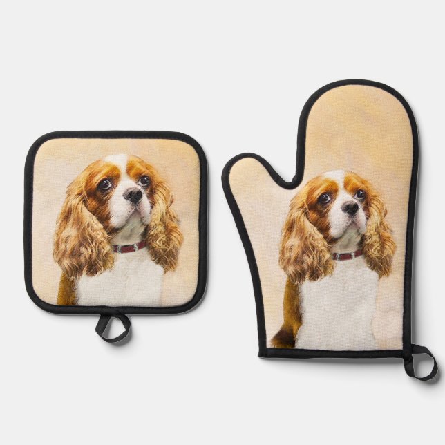 Set De Manoplas Cavalier King Charles Spaniel Cav Pintura de arte  (Anverso)