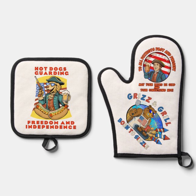 Set De Manoplas Cerveza fría el 4 de julio (Anverso)