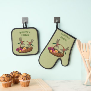 Set De Manoplas Cesta de flores de libélulas personalizada