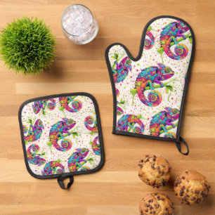 Set De Manoplas Chameleon Paint Stains Watercolor Style