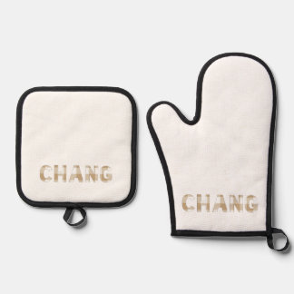 Set De Manoplas Chang Hmong Apellido Beige Plaid