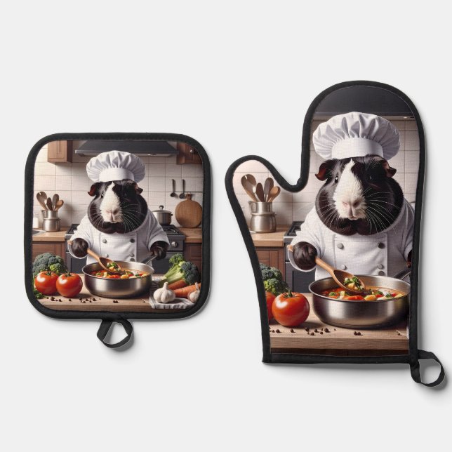 Set De Manoplas Chef de cerdo de Guinea (Anverso)