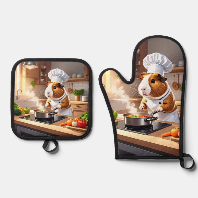 Set De Manoplas Chef de cerdo de Guinea (Anverso)